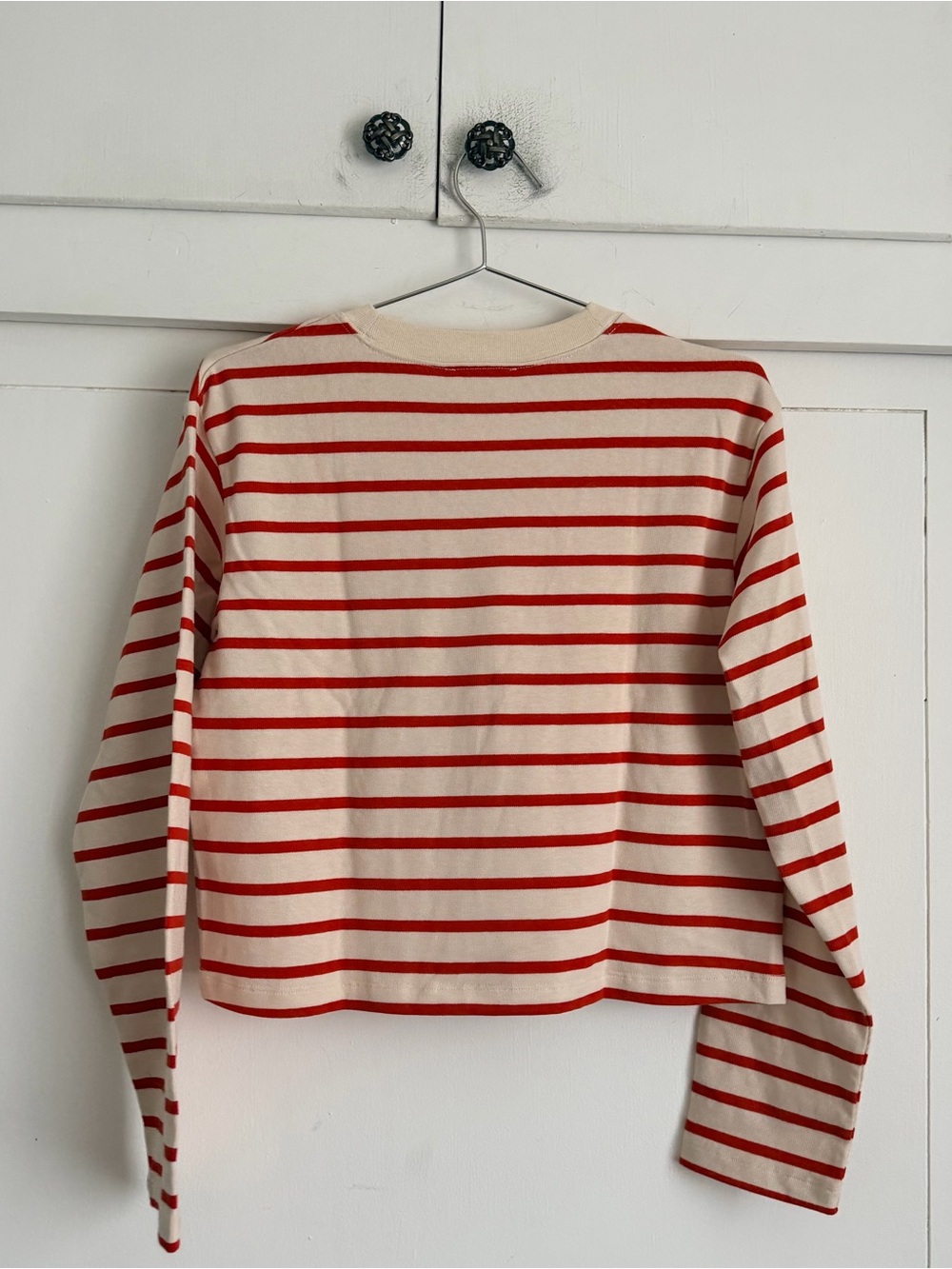 Sezane Red and Cream Striped Long Sleeve Tee - Picture 6 of 7